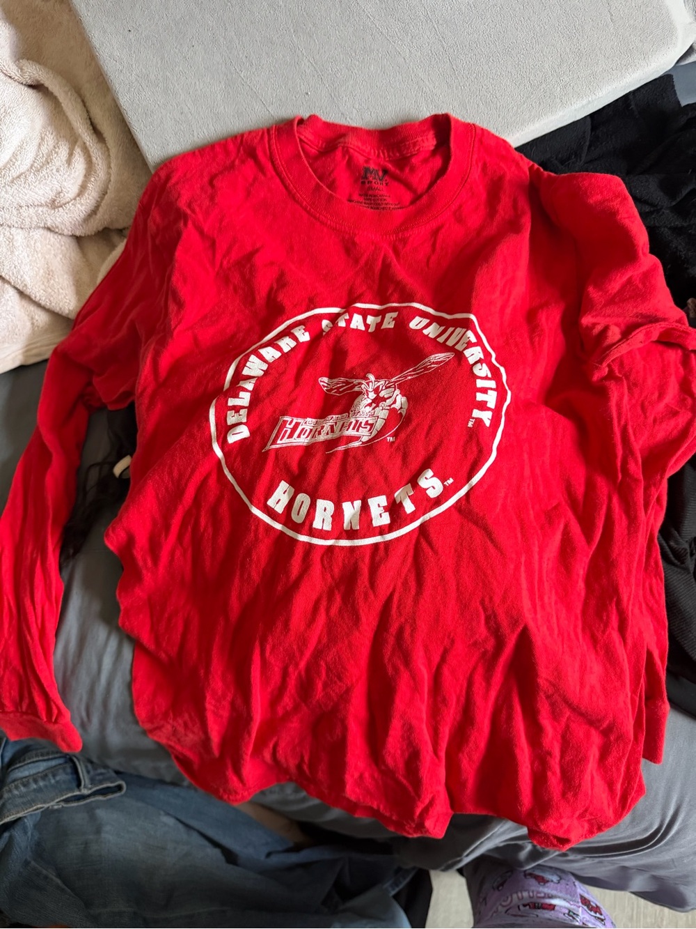 Red Delaware State University Hornets Long Sleeve Tee